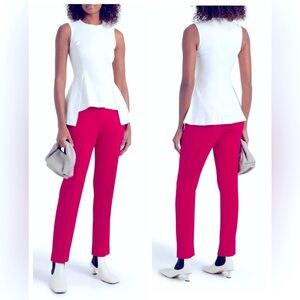NWOT Rosetta Getty Wool Crepe Tapered Trouser Pants Fuchsia Pink 4
